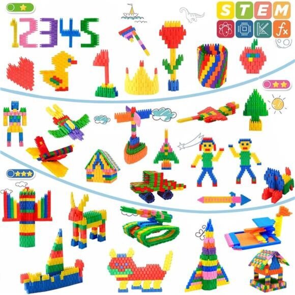 Kids 600pcs Set Building Blocks Construction Toy - Learning Playset STEM - Picture 2 of 6